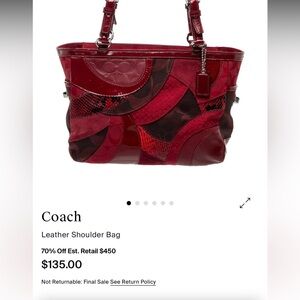 Coach Red Patchwork Leather Shoulder Tote